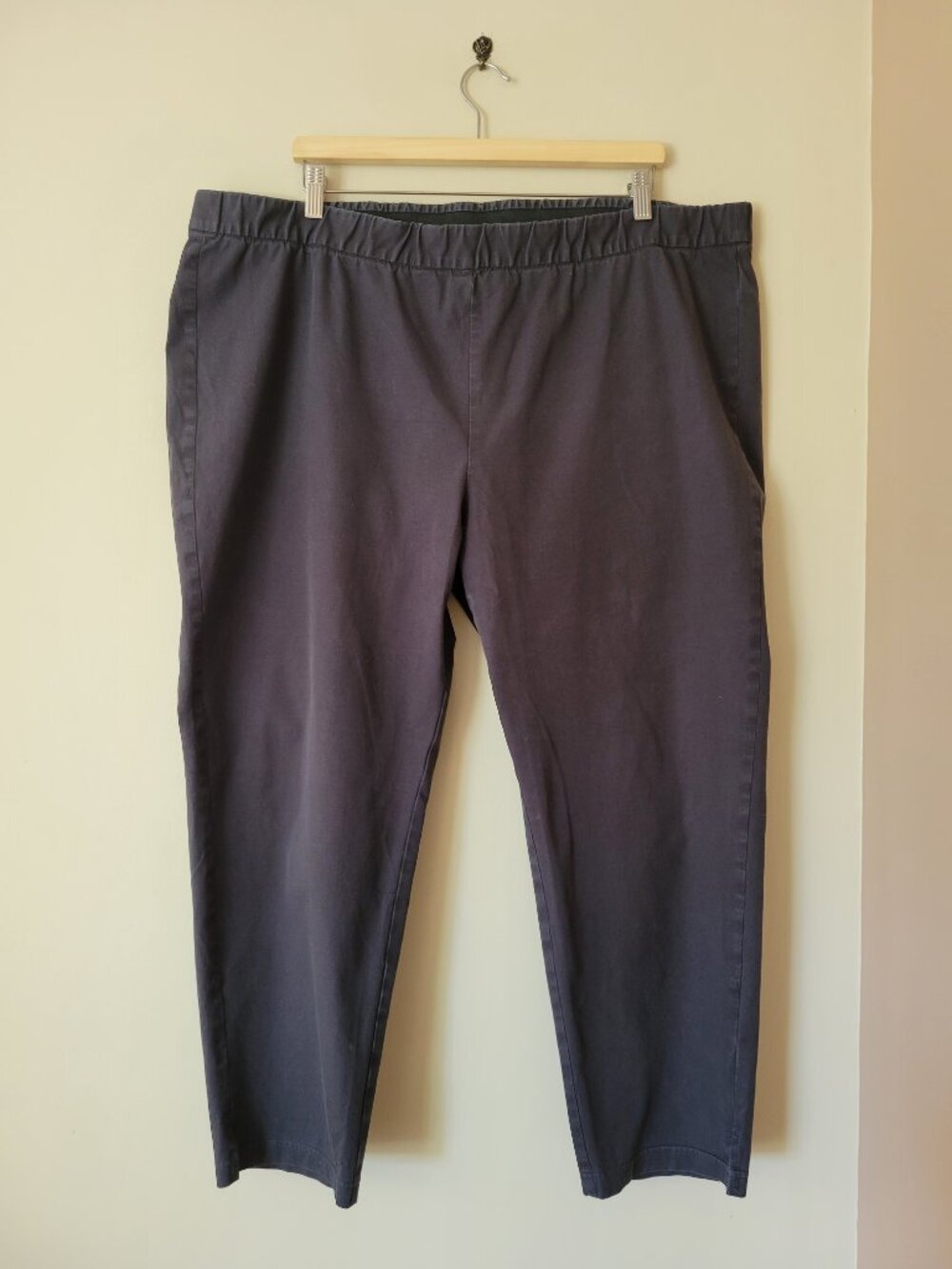 Eileen Fisher Women's Crop Stretch Organic Cotton Twill Pull On Pants Grey 2X